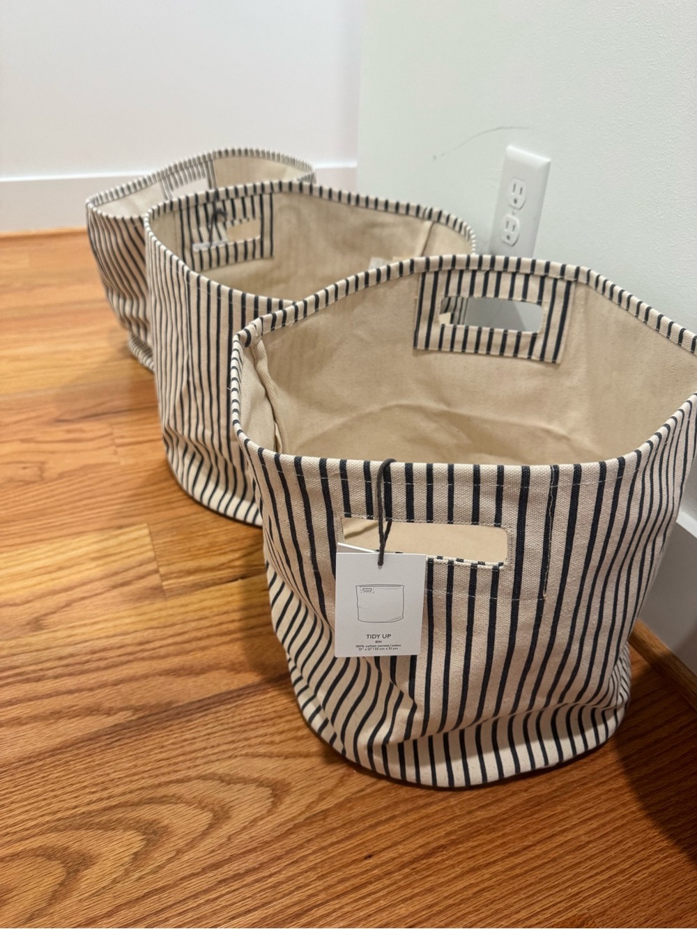 Tidy Up Canvas Storage Bin - Neutral Striped Design